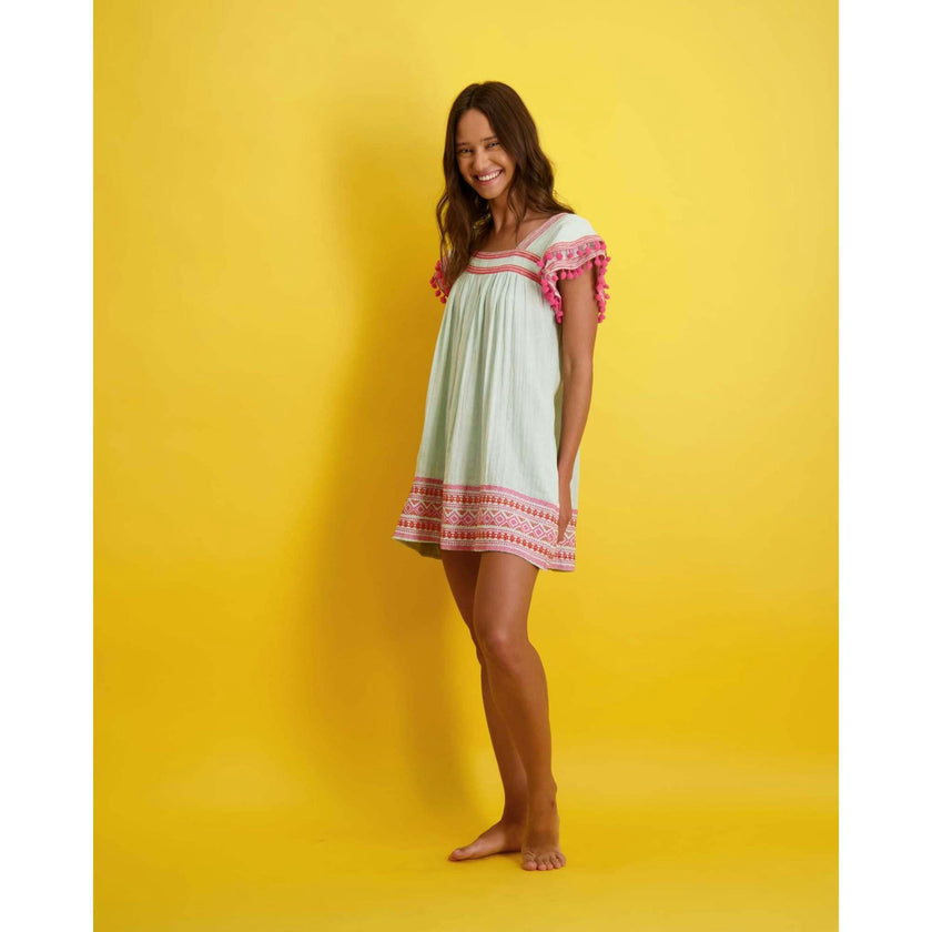 Women's Mini Sandrine Dress, Sea Mist