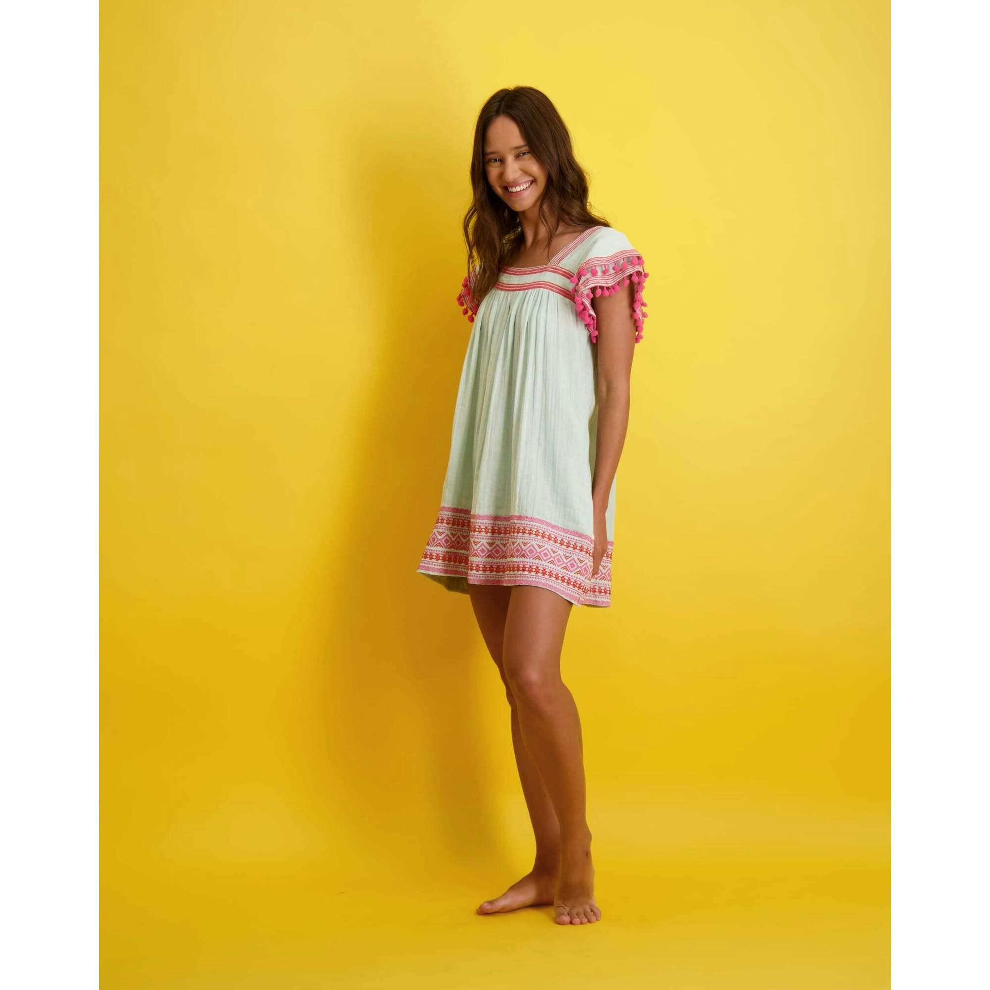 Women's Mini Sandrine Dress, Sea Mist