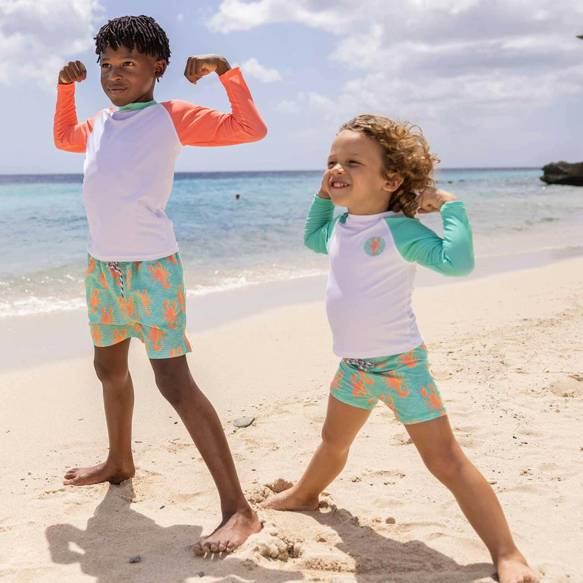 UPF50+ Contrast Long Sleeve Rashguard & Short Set