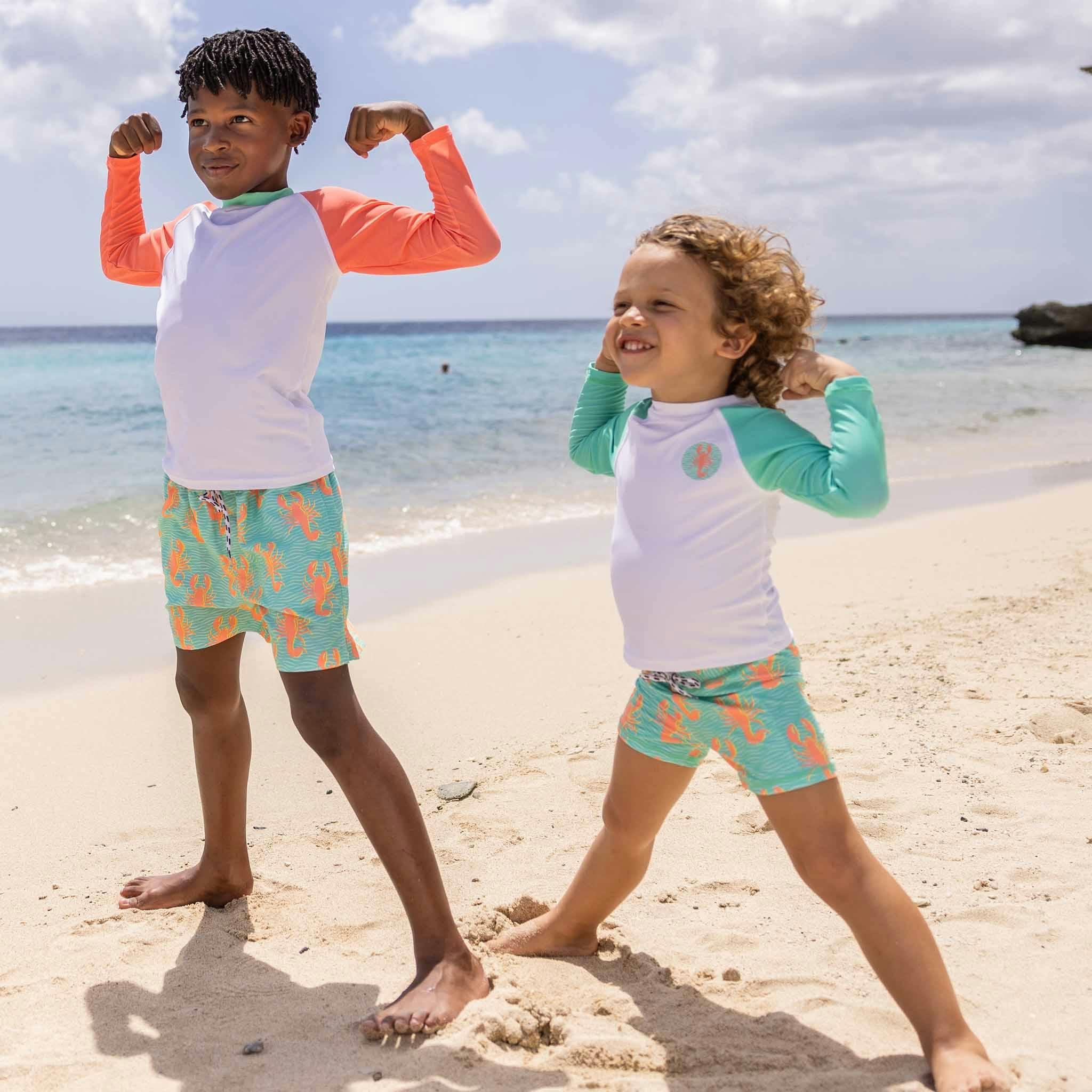 UPF50+ Contrast Long Sleeve Rashguard & Short Set