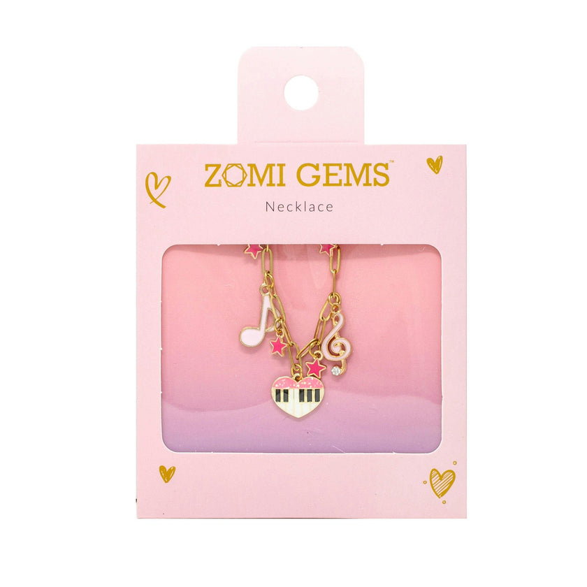 Music Multi Charm Necklace with Piano