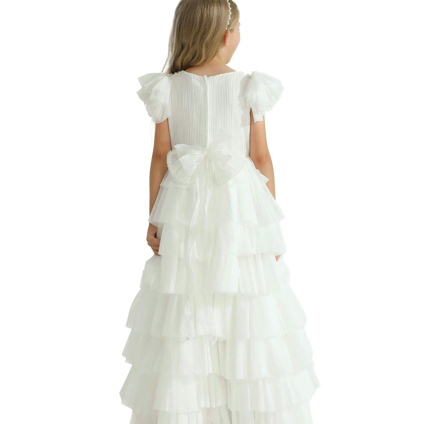 White Layered Tulle Abbyfield Dress