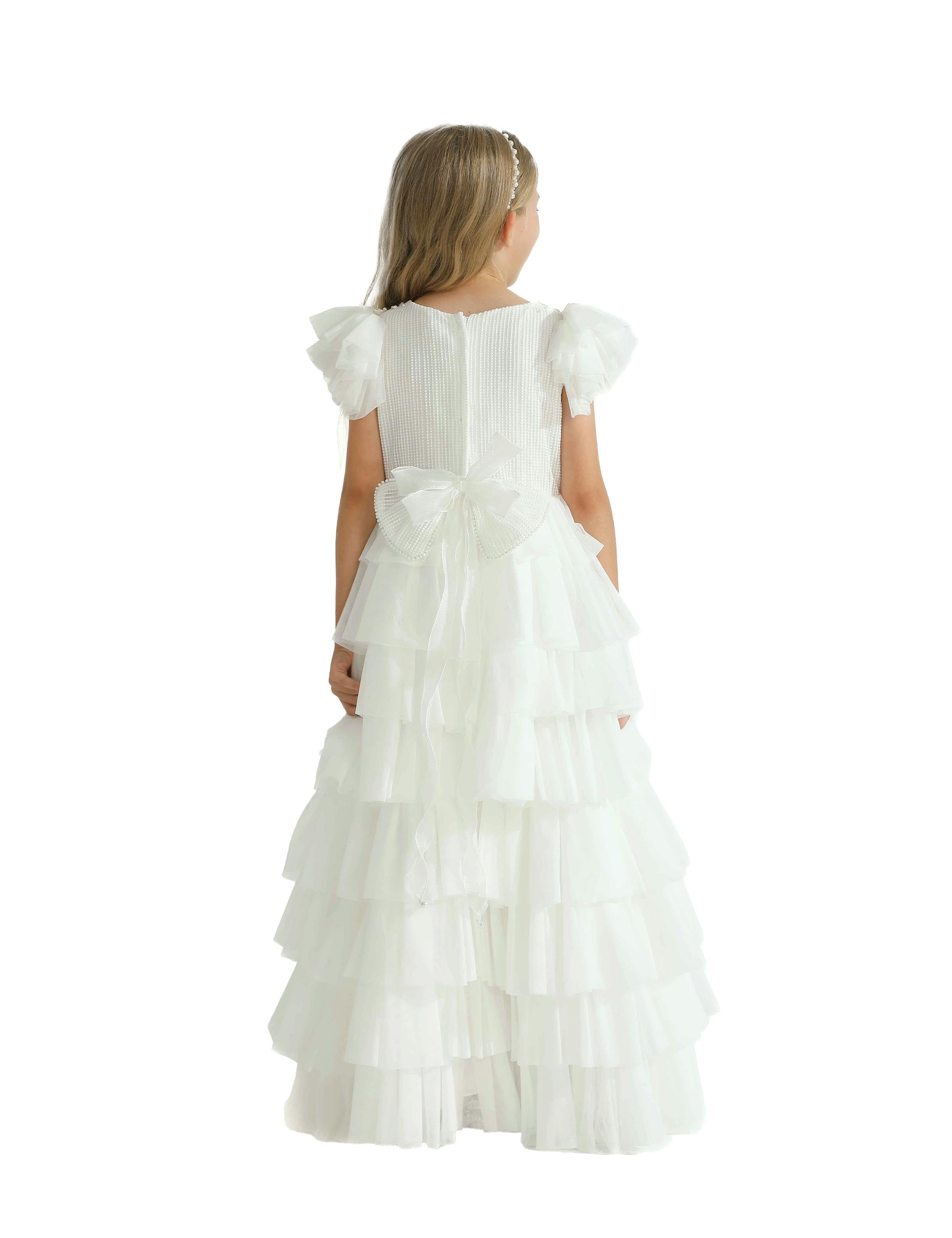 White Layered Tulle Abbyfield Dress