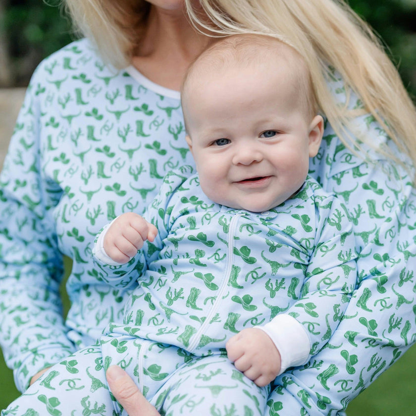 Parker Boys' Zipper Pajama - Wild West Blue