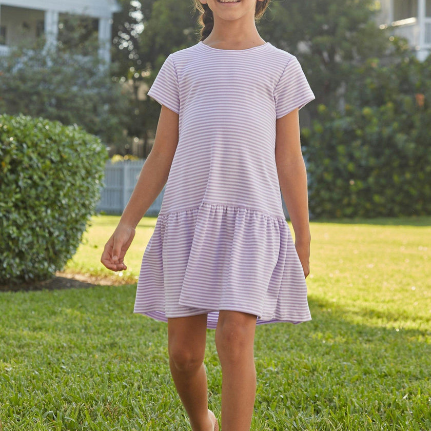 Kari T-Shirt Dress - Lavender Stripe