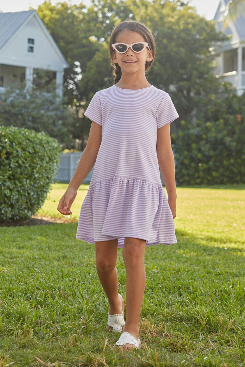 Kari T-Shirt Dress - Lavender Stripe
