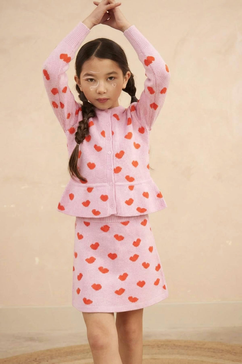 Love Hearts Ruffled Jacket | Bubble Gum