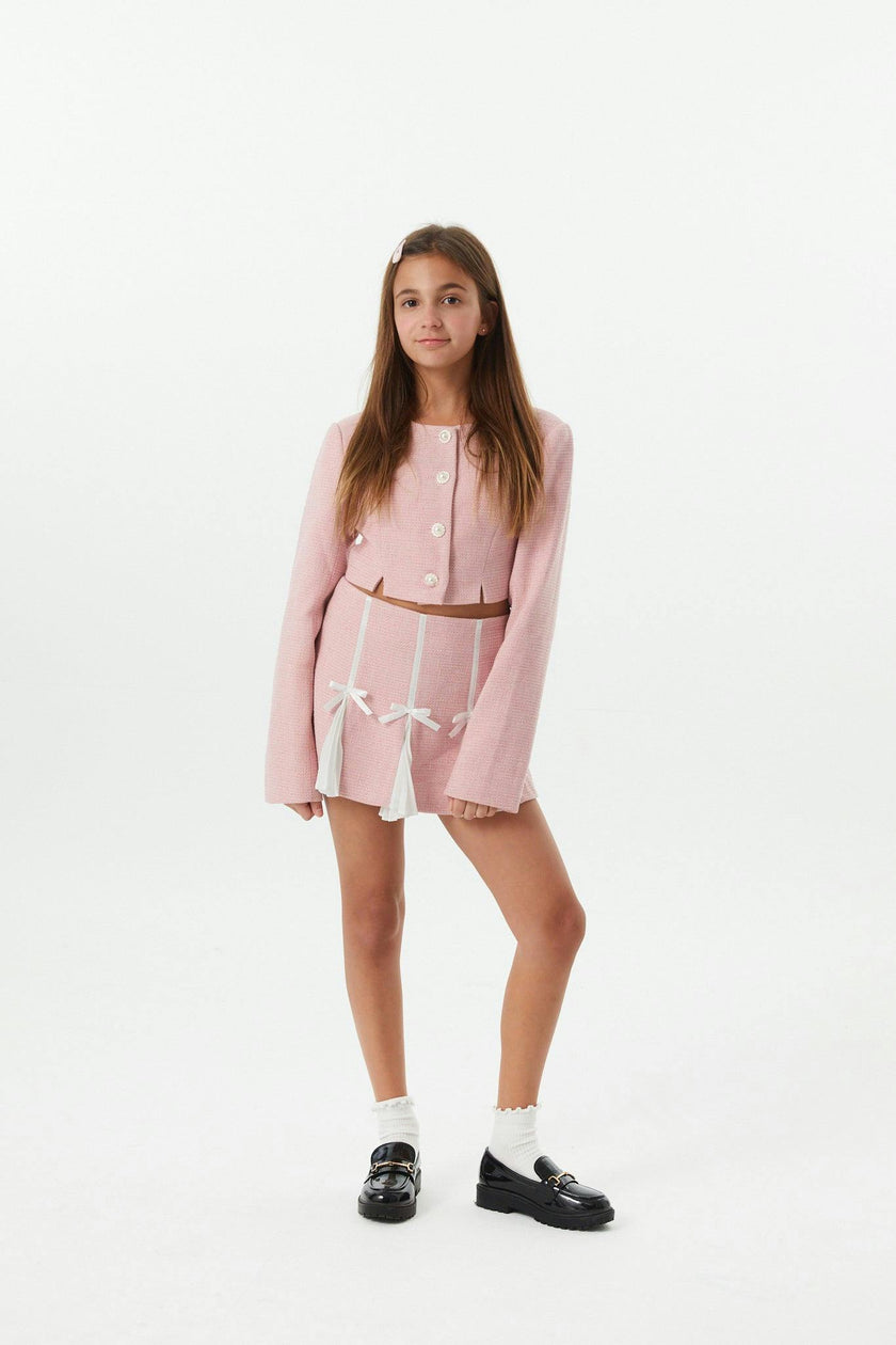 Leah Pink Tweed Two Piece Set