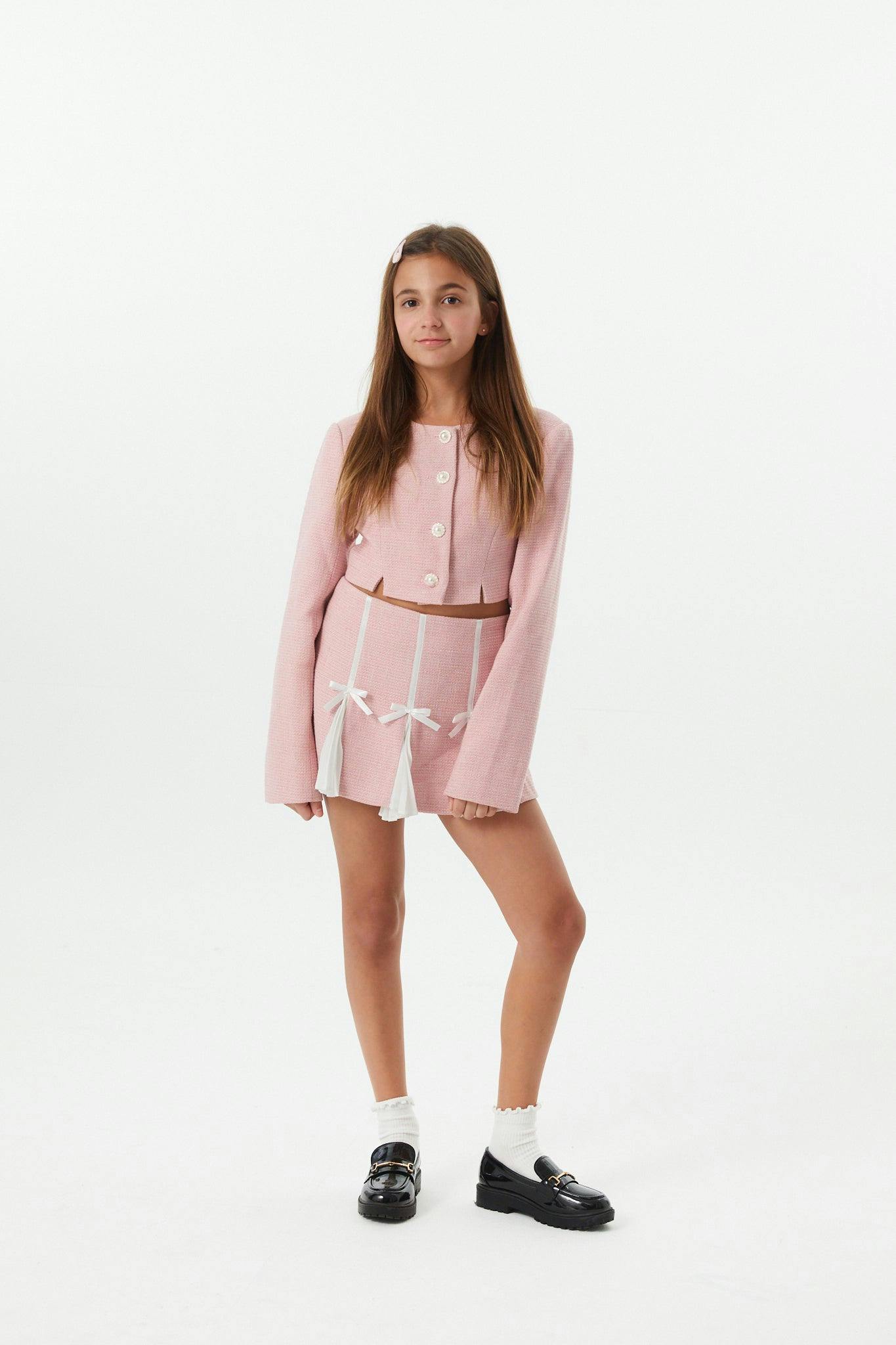 Leah Pink Tweed Two Piece Set