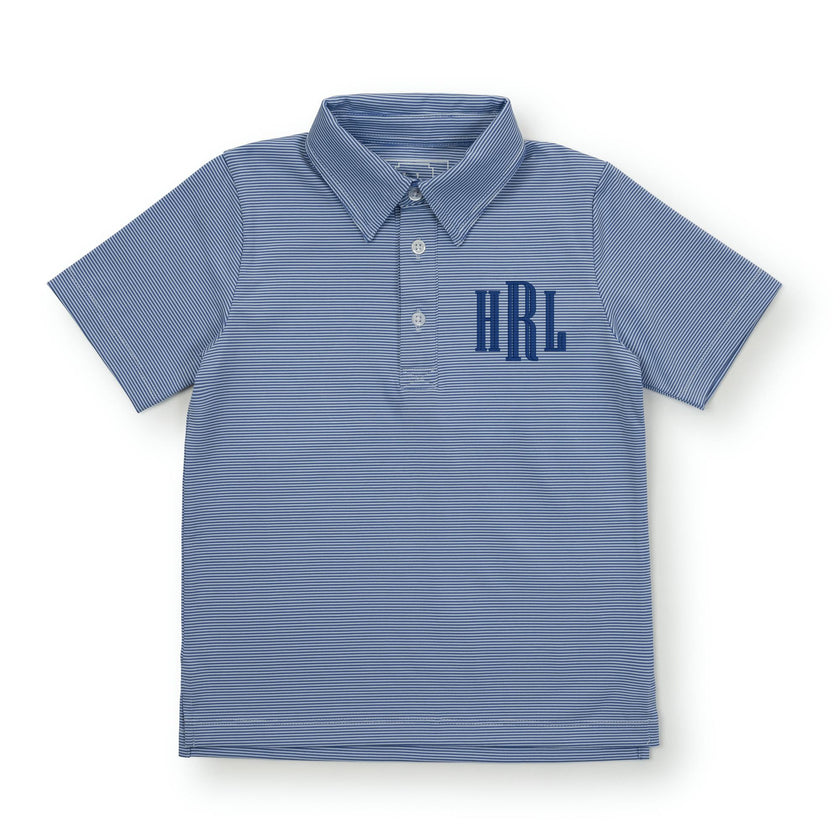 Will Boys' Performance Polo by LH Sport Blue Stripes