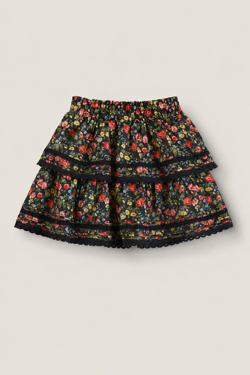 Mini Annalise Skirt in Obsidian Vintage Poppies