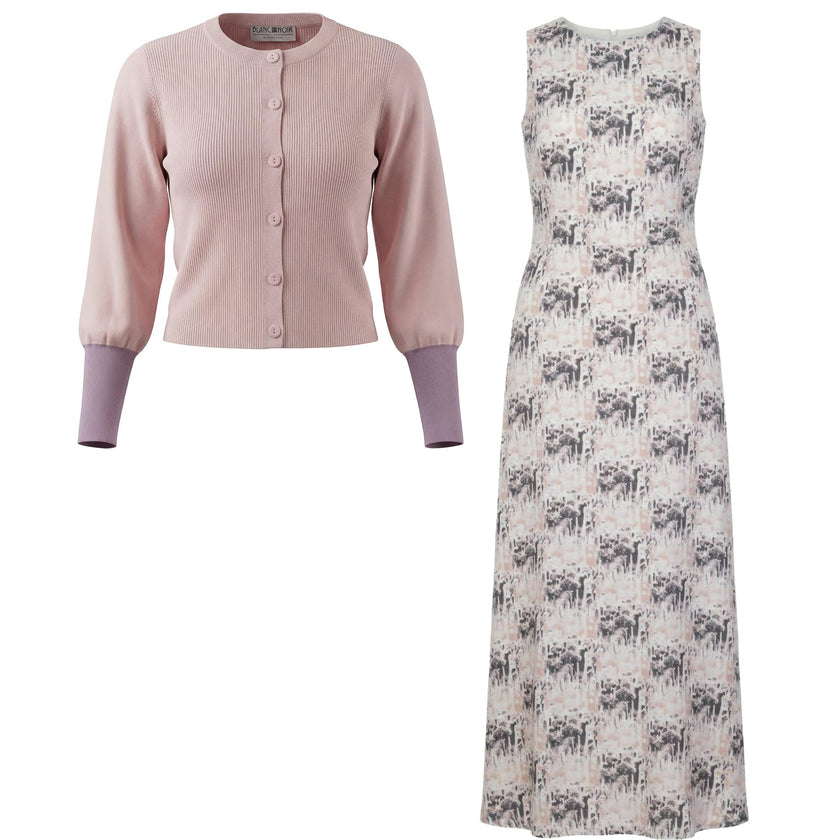 Cropped Cardigan Maxi Printed Jumper Set