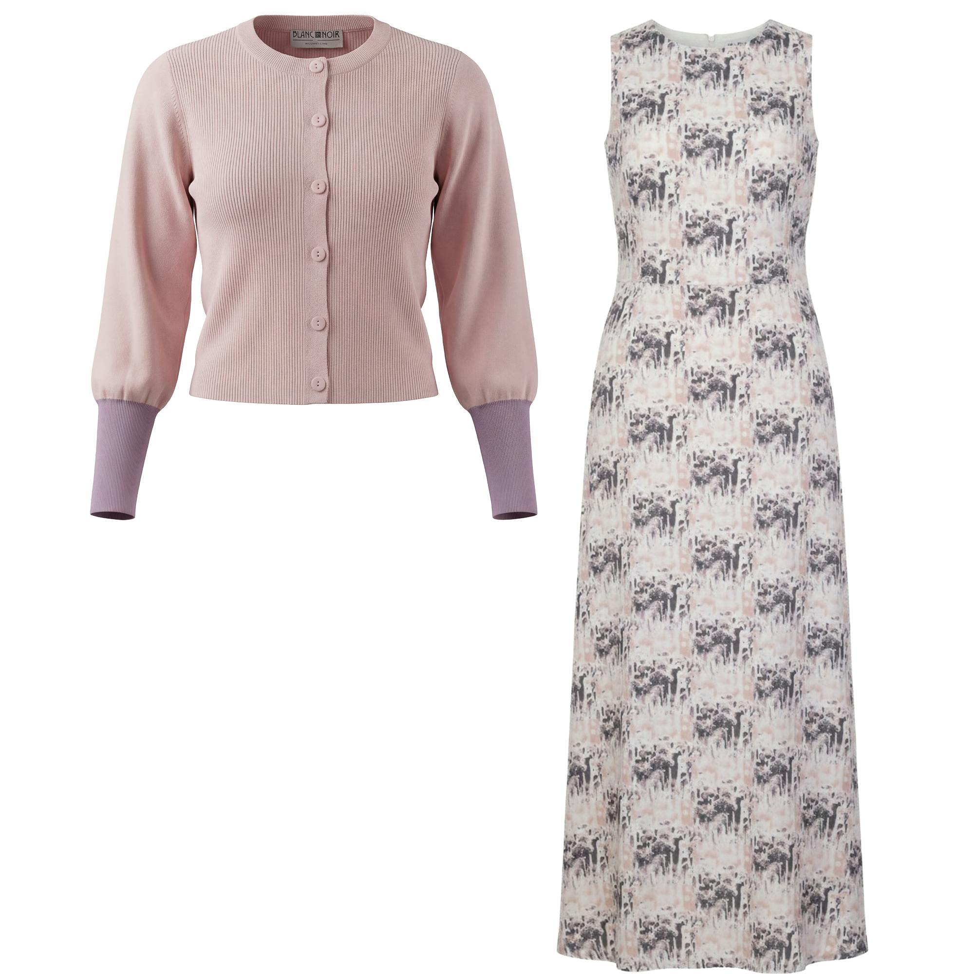Cropped Cardigan Maxi Printed Jumper Set