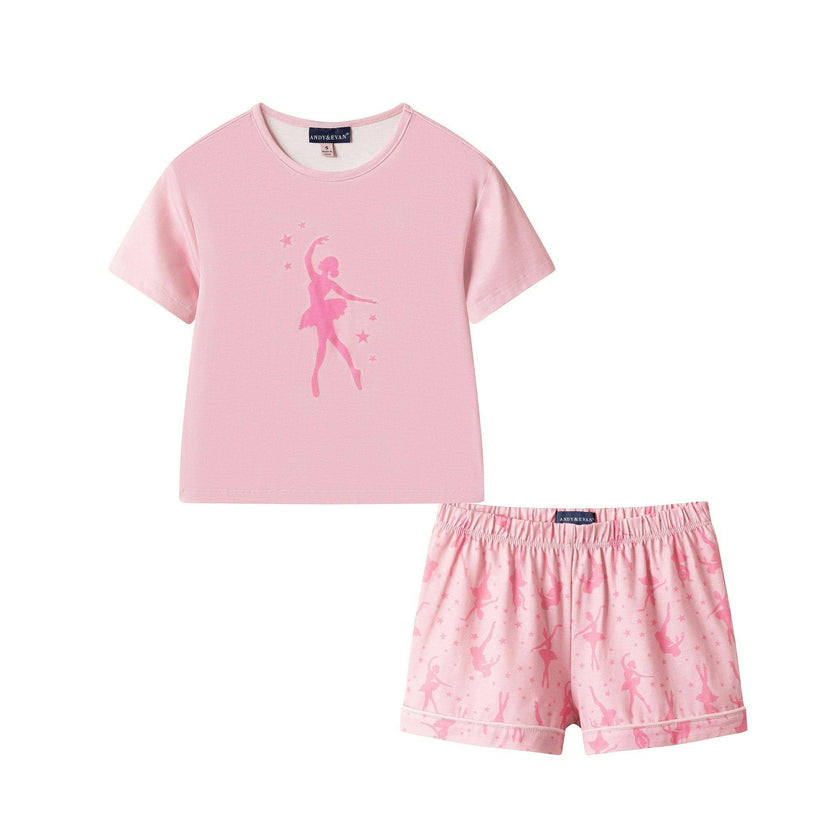 Girls Tee And Short Pajama Set | Pink Ballet