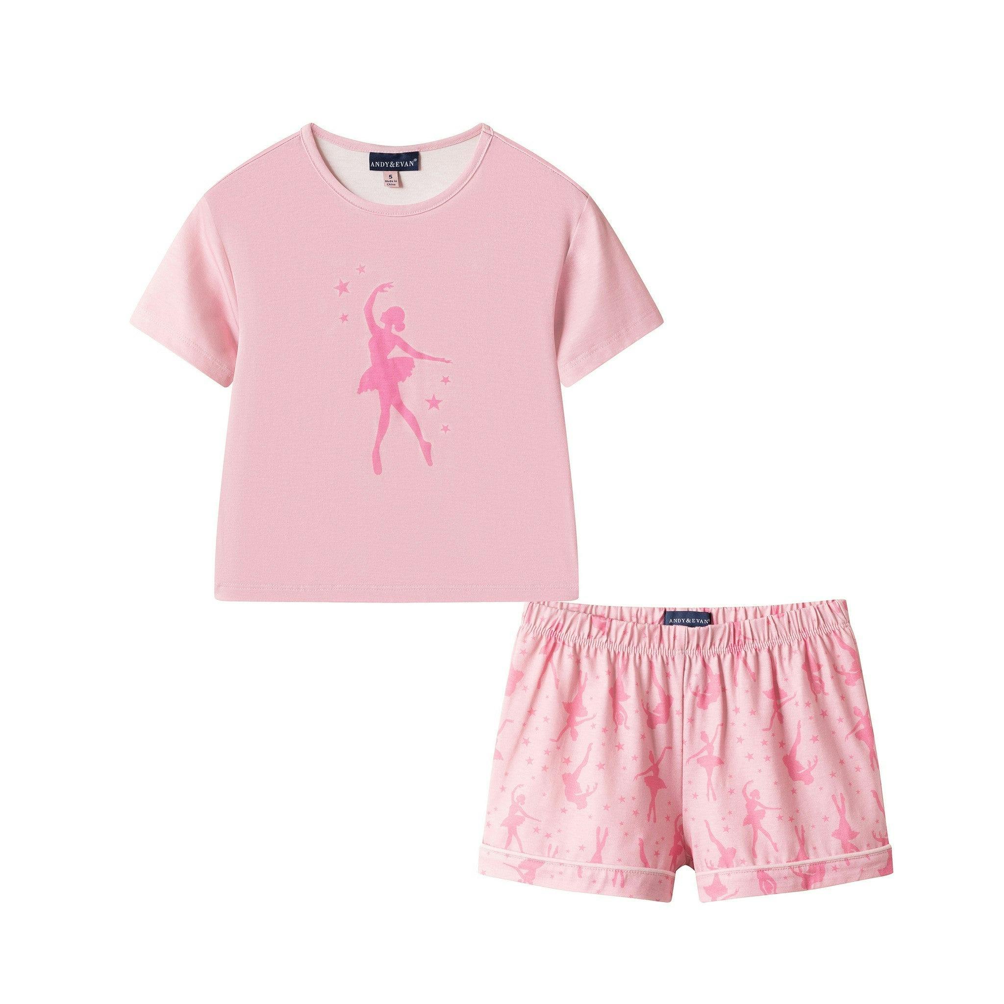 Girls Tee And Short Pajama Set | Pink Ballet