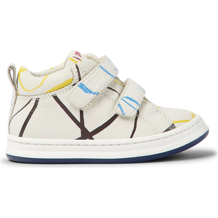 Runner Four Twins 2-Velcro Strap Leather Sneakers, White