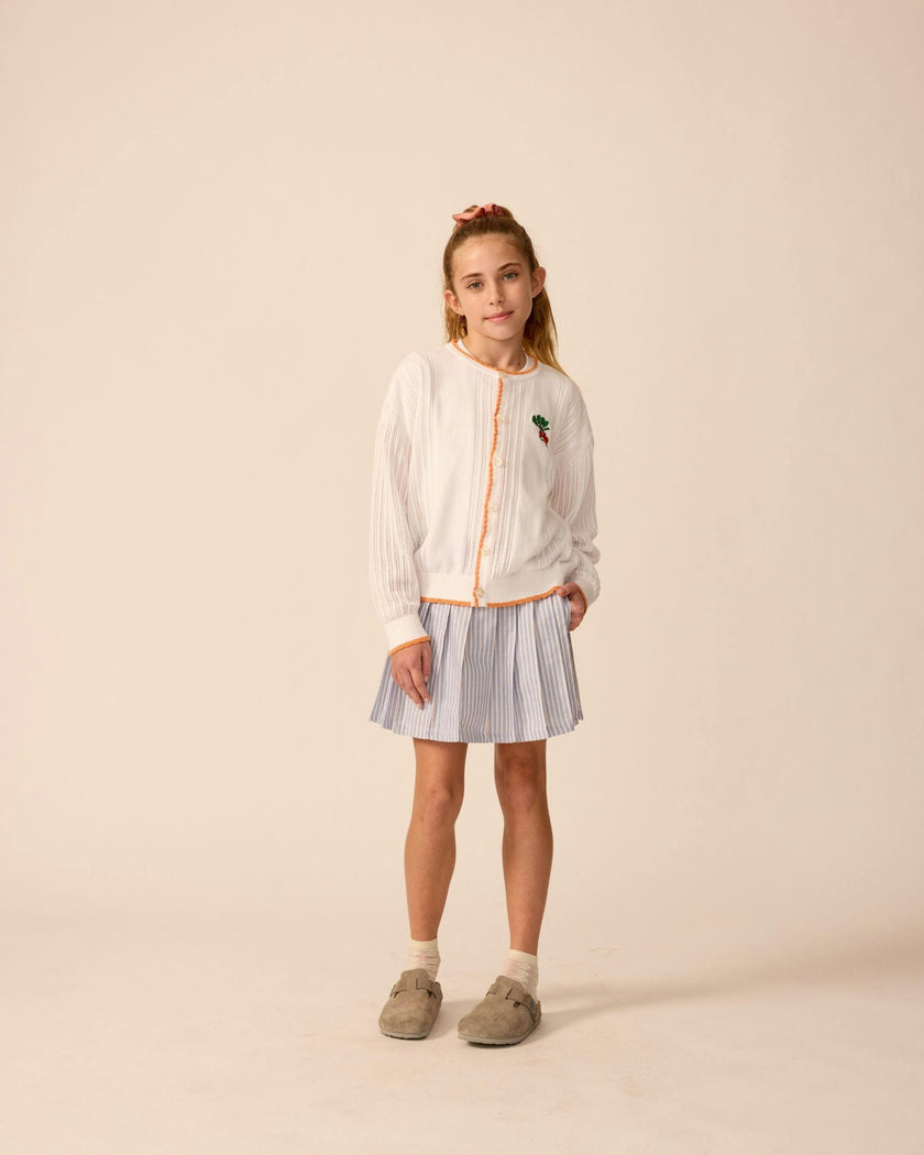 Organic Recess Cardigan in White Pointelle