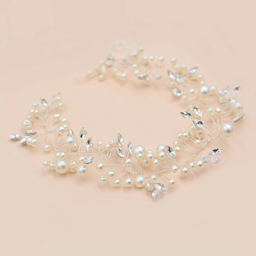 Crystal Glimmering Pearl Hair Vine