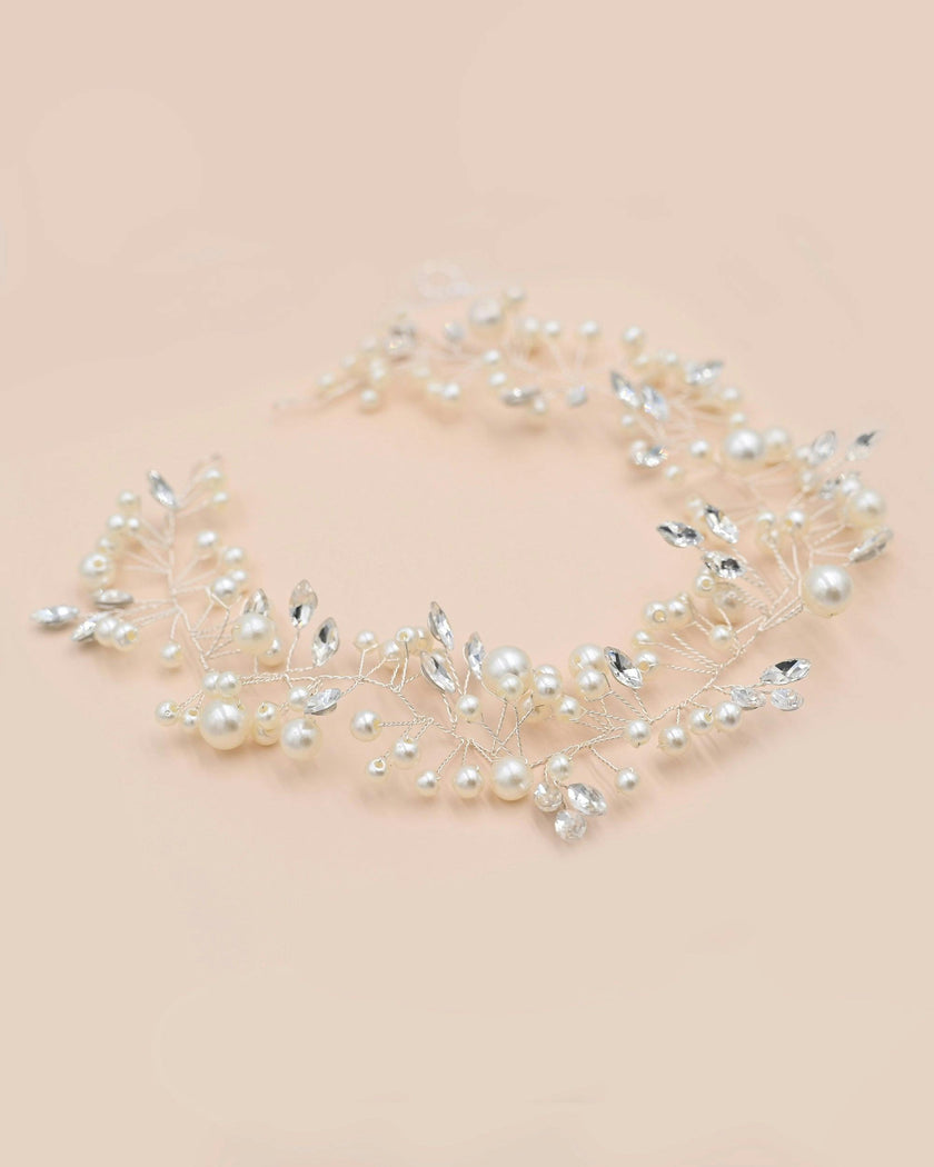 Crystal Glimmering Pearl Hair Vine