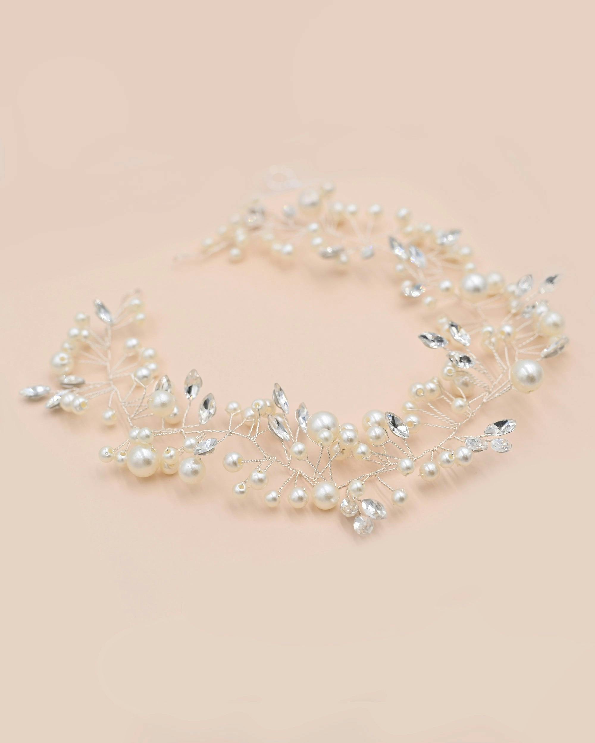 Crystal Glimmering Pearl Hair Vine