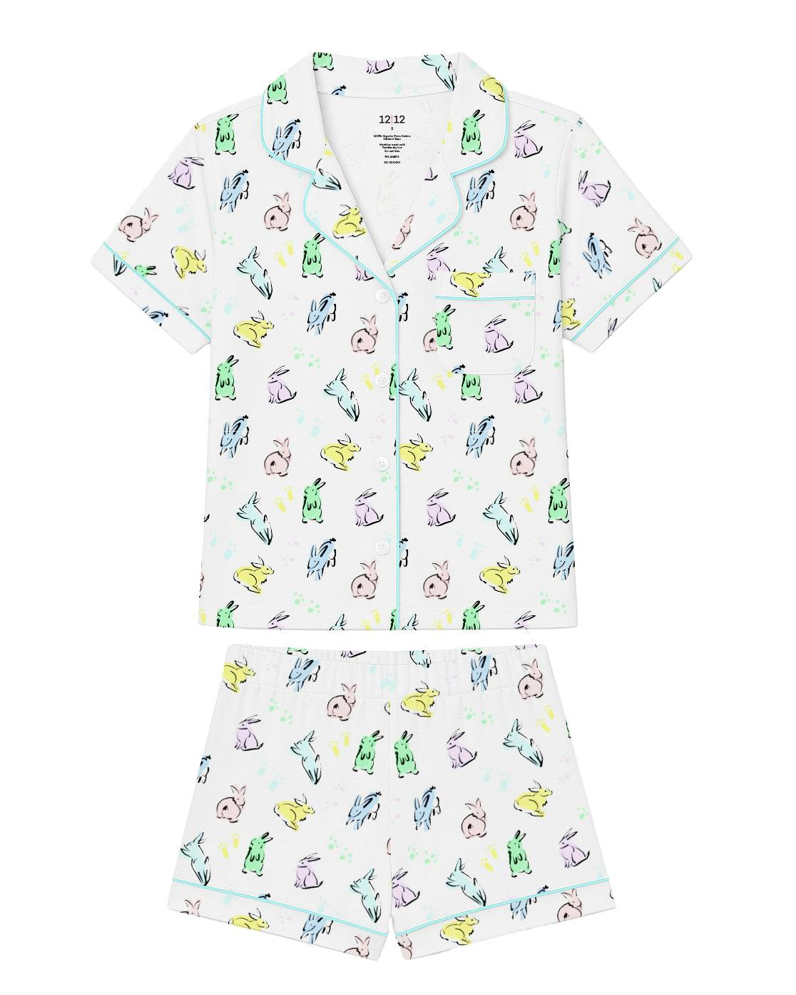 Organic Polo Pajama Set with Shorts [Bunny Hop]