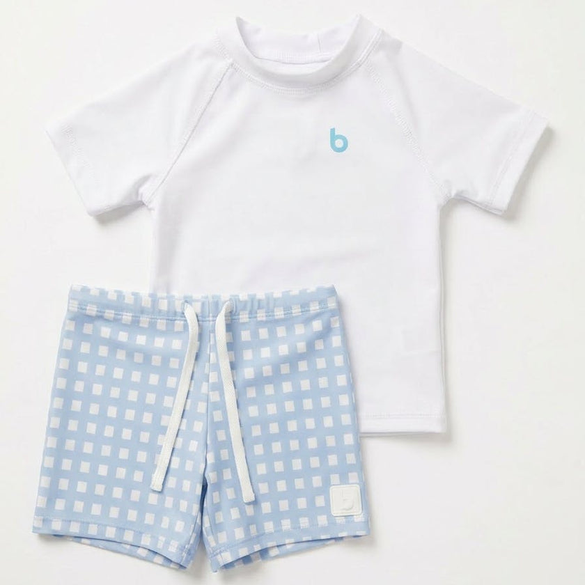 Blue checked Boys Baby Swim  Set