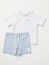 Blue checked Boys Baby Swim  Set