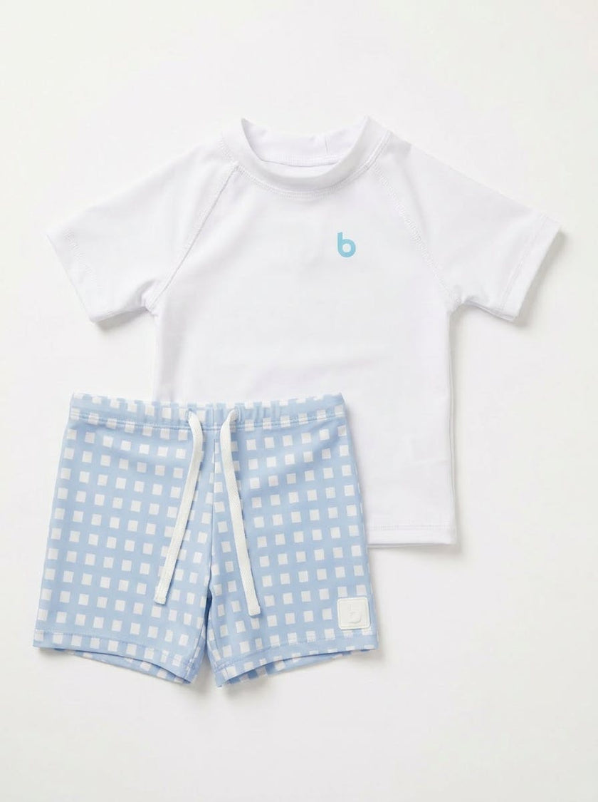 Blue checked Boys Baby Swim  Set