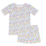 girls jasmine blossom shirt and short pima pajamas set