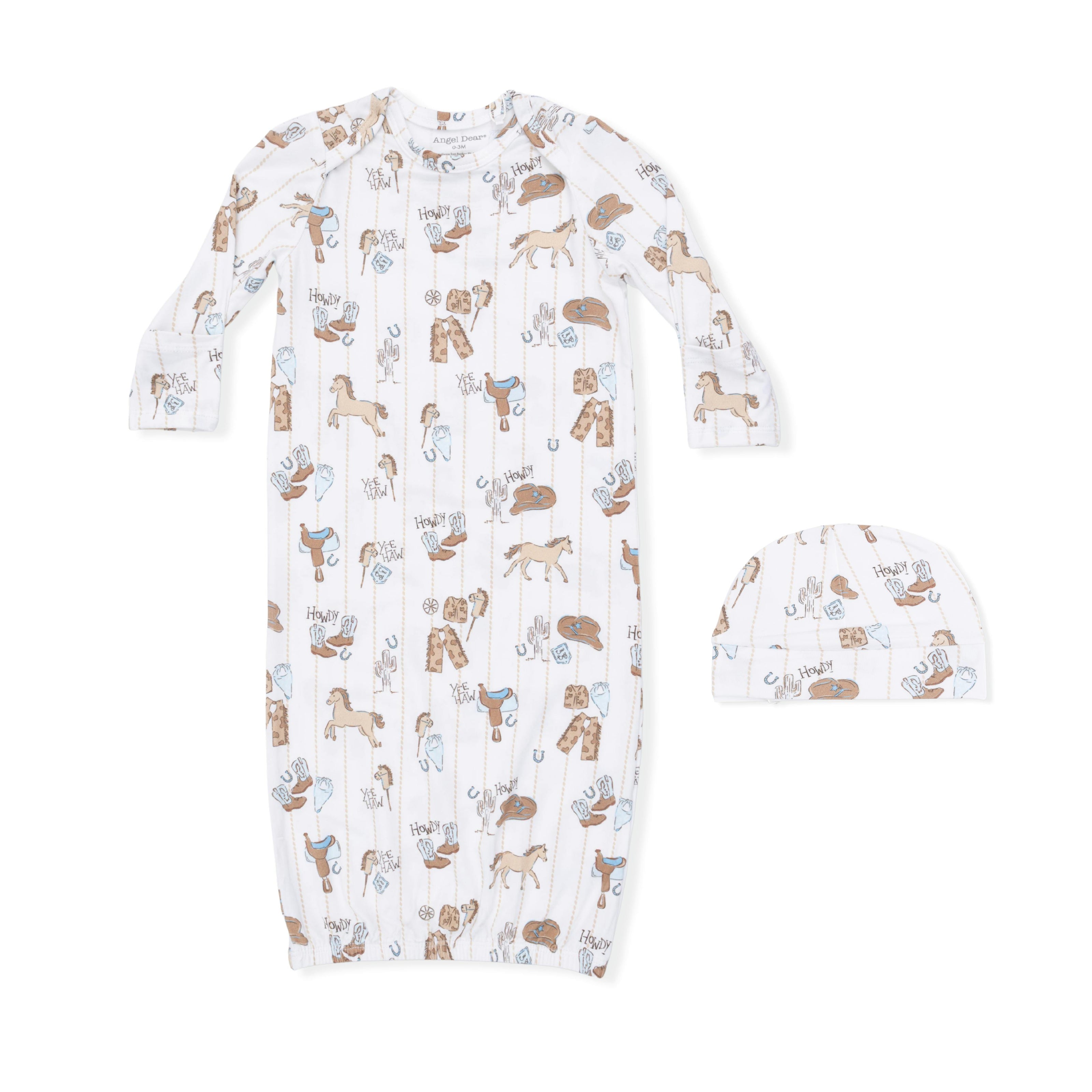 Cowboy Nursery - Lap Shoulder Gown & Beanie Hat