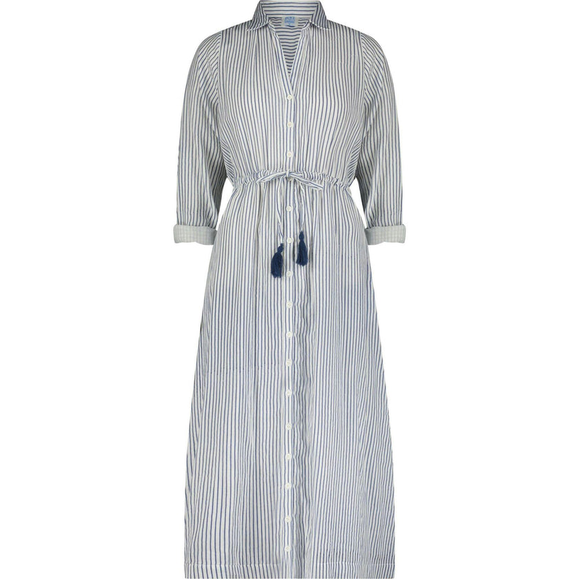 Anais Women's Button Front Shirtdress Marine Stripe, Blue