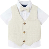 Infant Short Sleeve Buttondown Bowtie Vest Set