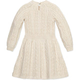 Girl's Organic Rosette Detail Cable Knit Sweater Dress, White