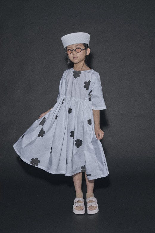 Coral Reef Dress White&Black Flower Print