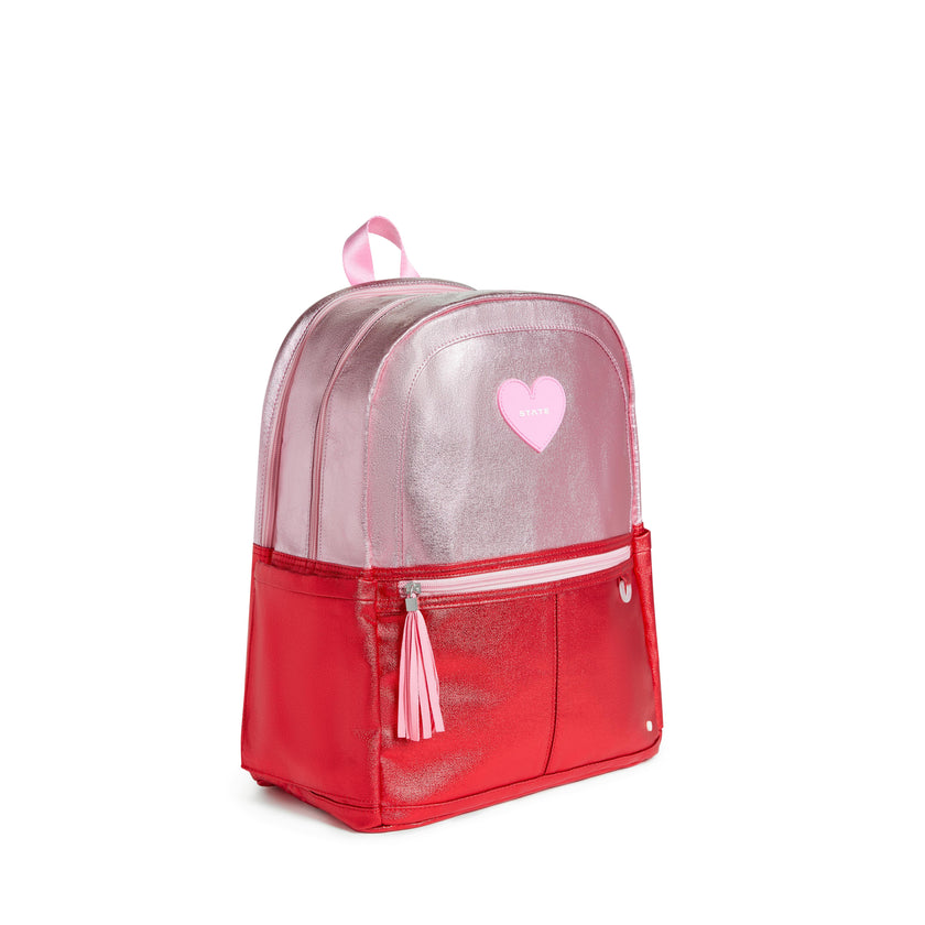 Kane Double Pocket Backpack, Metallic Pink/Red Colorblock