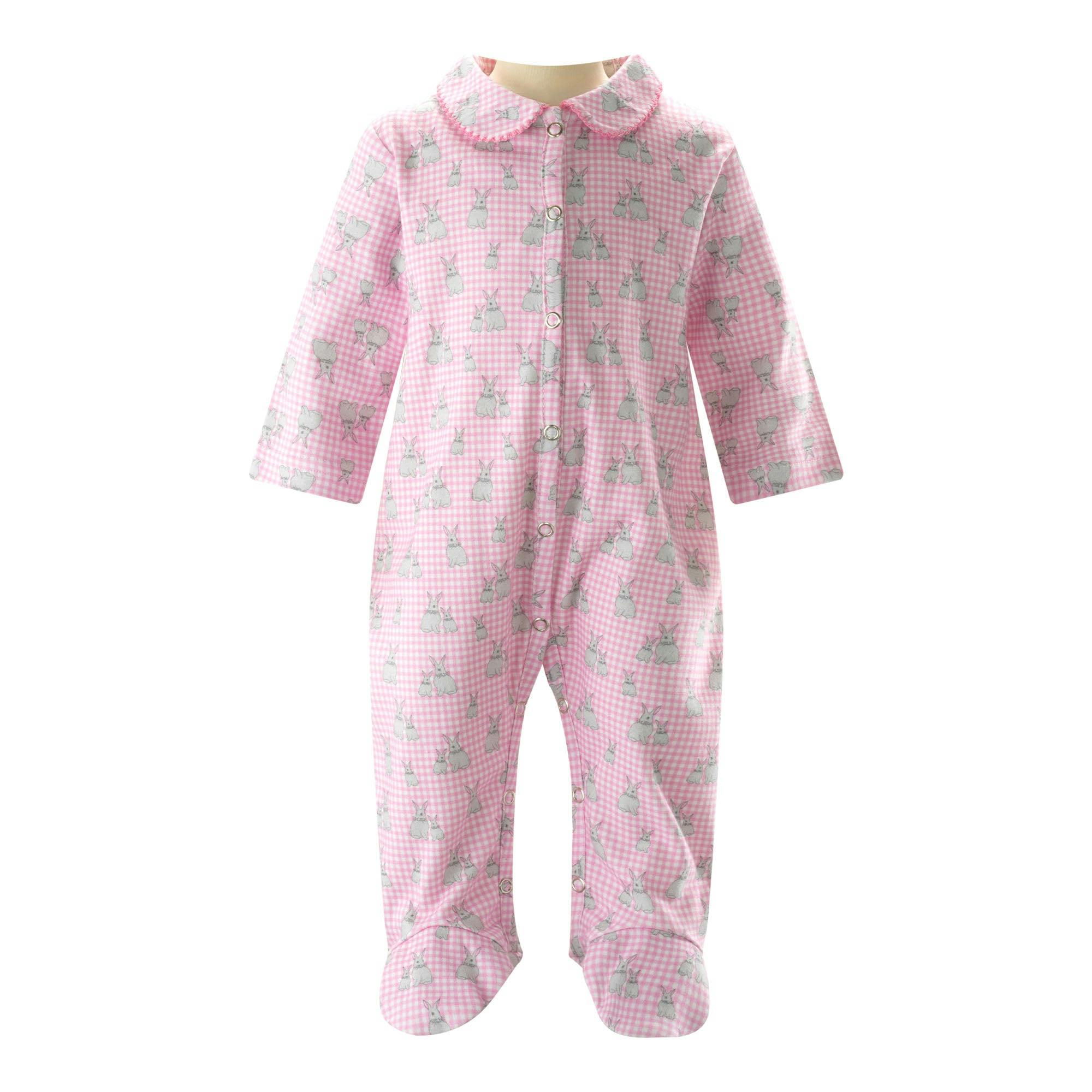 Pink Gingham Bunny Footie