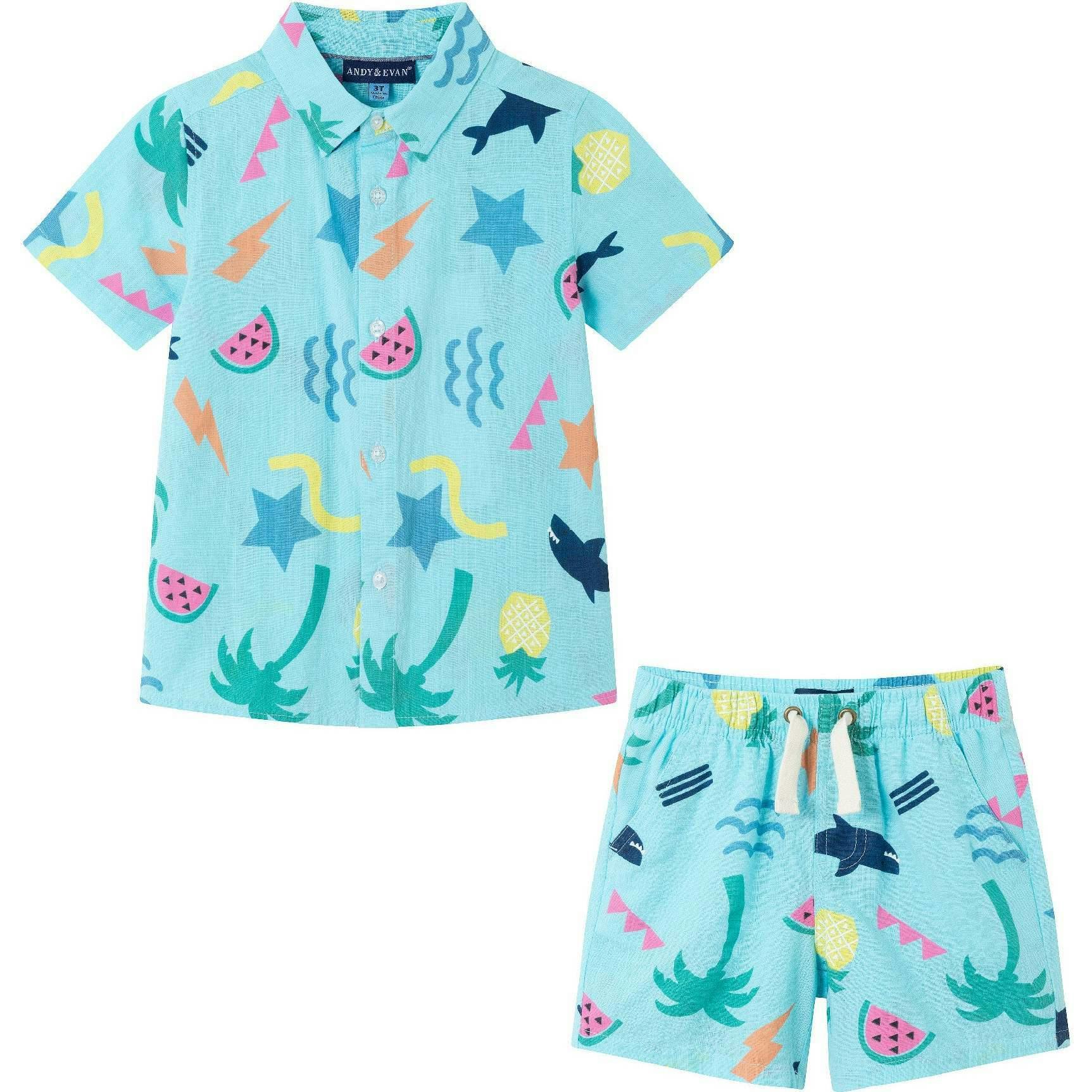 Kids 2-Piece Fun Print Matching Buttondown Set