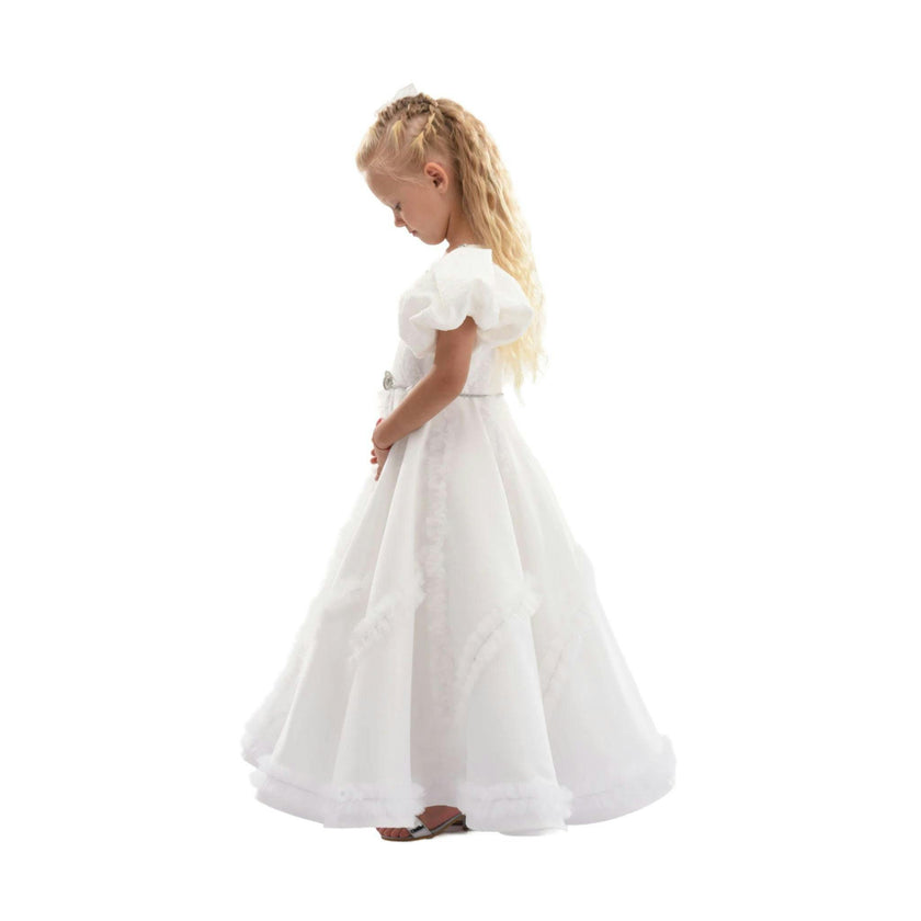 White Raineri Gem Shimmer Overlay Dress