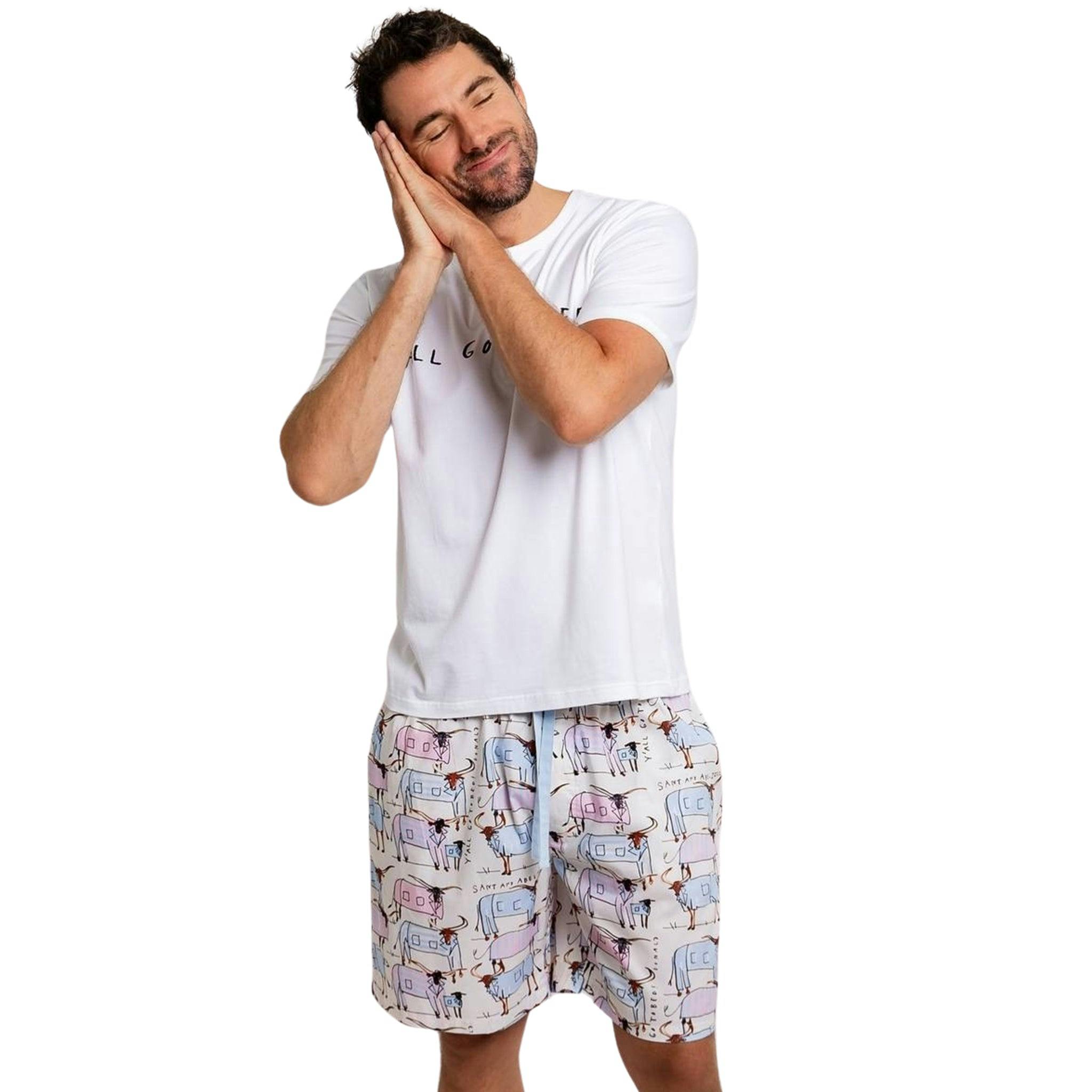 Men's Drawbertson Longhorns Sleep Shorts - Organic Cotton Poplin