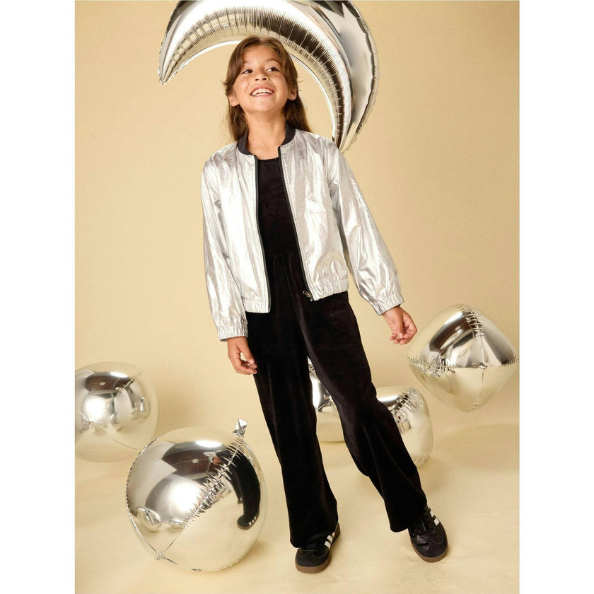 Metallic Bomber Jacket, Silver