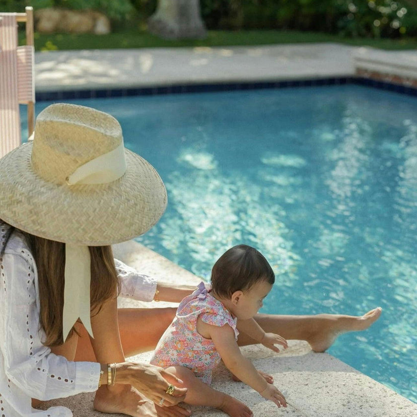 Begonia Sun Hat - Long White Grosgrain Ribbon