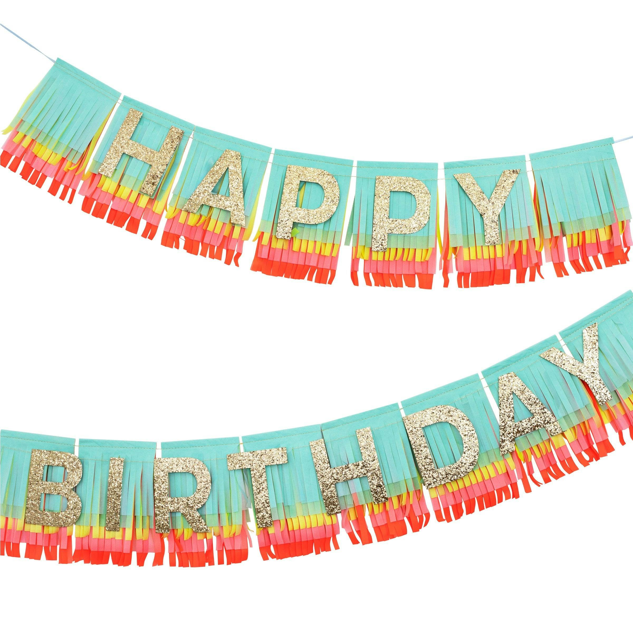 Rainbow Happy Birthday Fringe Garland Set