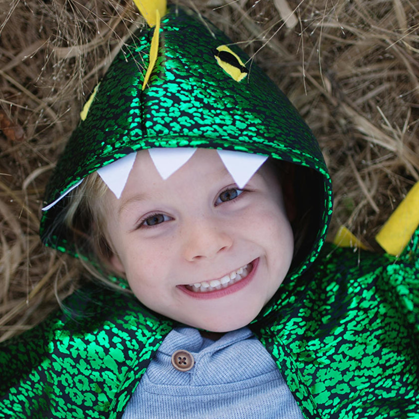Toddler Dragon Cape Green Metallic