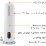 2 Gal. Ultrasonic Cool Mist Tower Humidifier with Germicidal UV-A Light