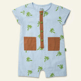 Linen Palm Tree Pocket Baby Romper
