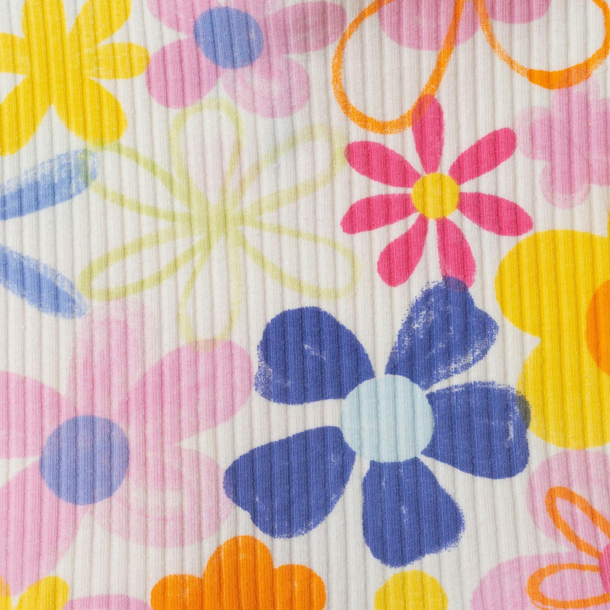 Printed Rib Dress | White Floral