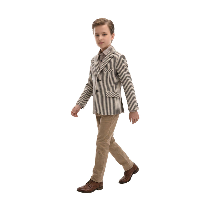 Beige Double Striped Blazer
