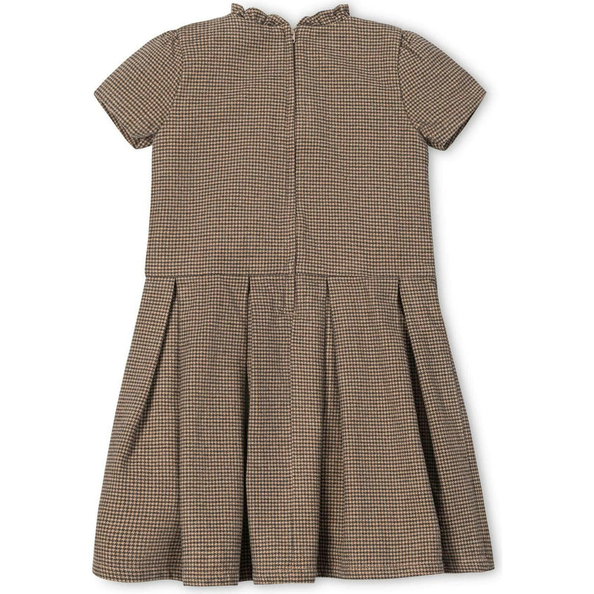 Organic Ruffle Collar Pintuck Drop Waist Dress, Brown