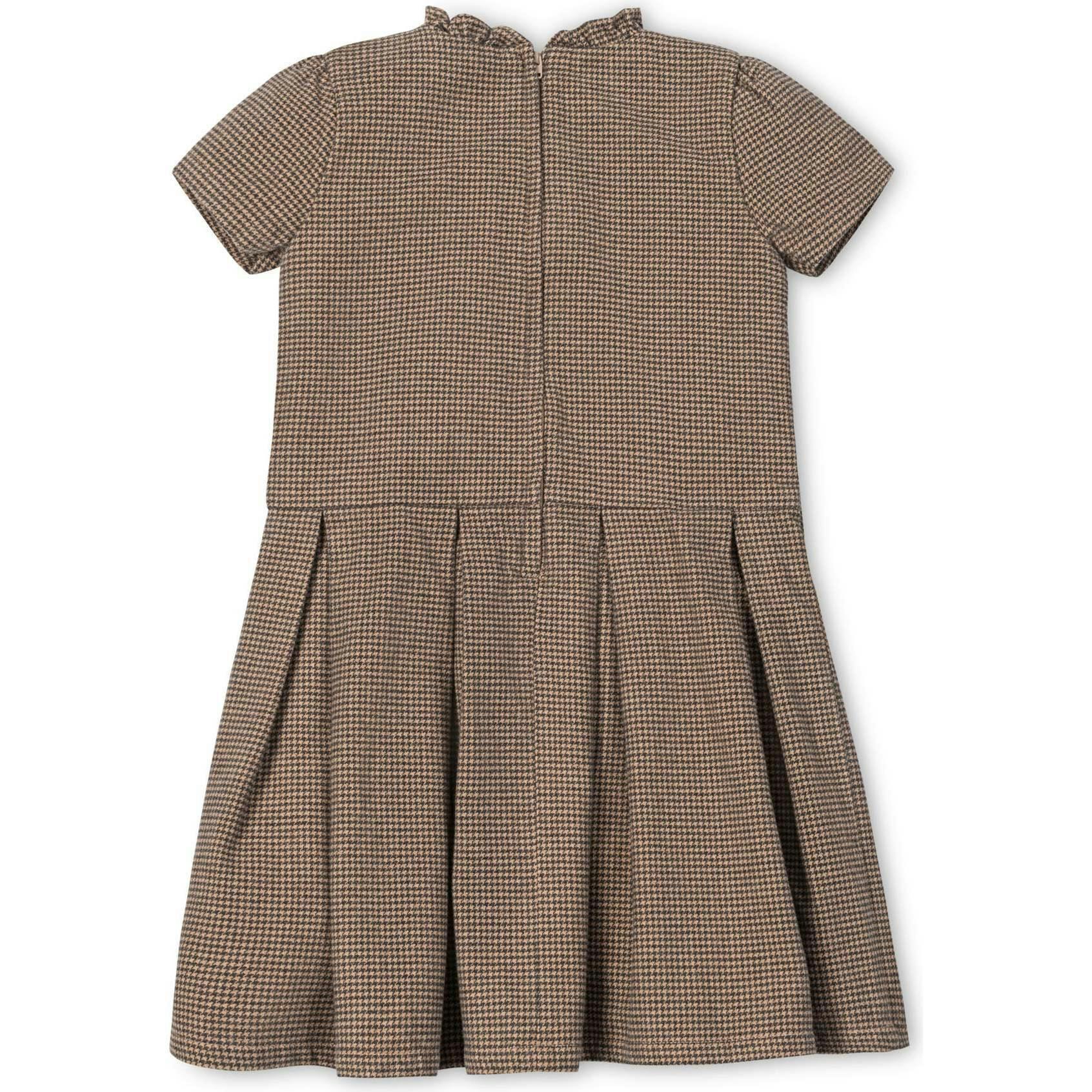 Organic Ruffle Collar Pintuck Drop Waist Dress, Brown