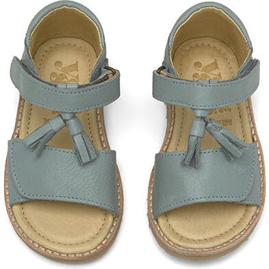 Flo Leather Velcro Tassel Sandal, Green
